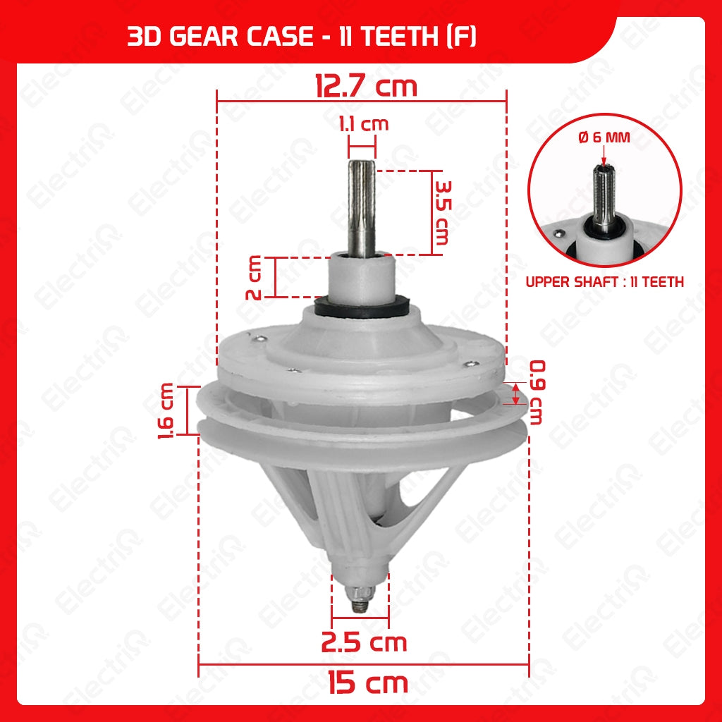 Electriq Washing Machine Gear Box Gearcase Assembly Compatible for Dowell / Sharp / Eureka / Camel / Hanabishi
