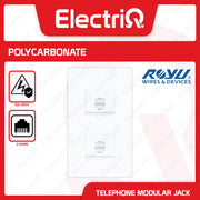 Electriq Royu 2-Gang Telephone Modular Jack 10A 250V Wall Socket