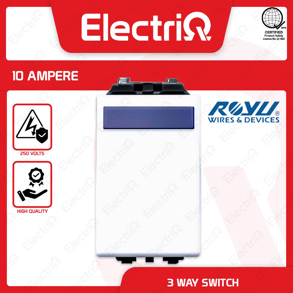 Electriq Royu 3 Way Switch 10A 250V Electrical Wall Switch