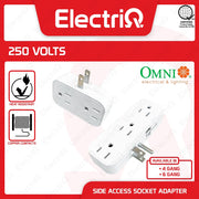 Electriq Omni Side Access Multiple Socket Adapter 4/6 Gang WDA Series 10A 250V Heavy Duty Extension Adapter