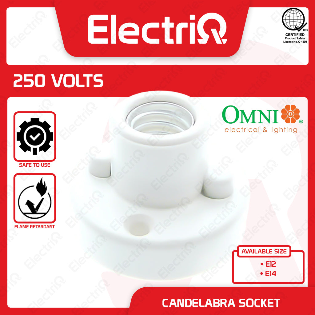 Electriq Omni E12/E14 Candelabra Socket 3A 250V Heat Resistant Lamp Holder