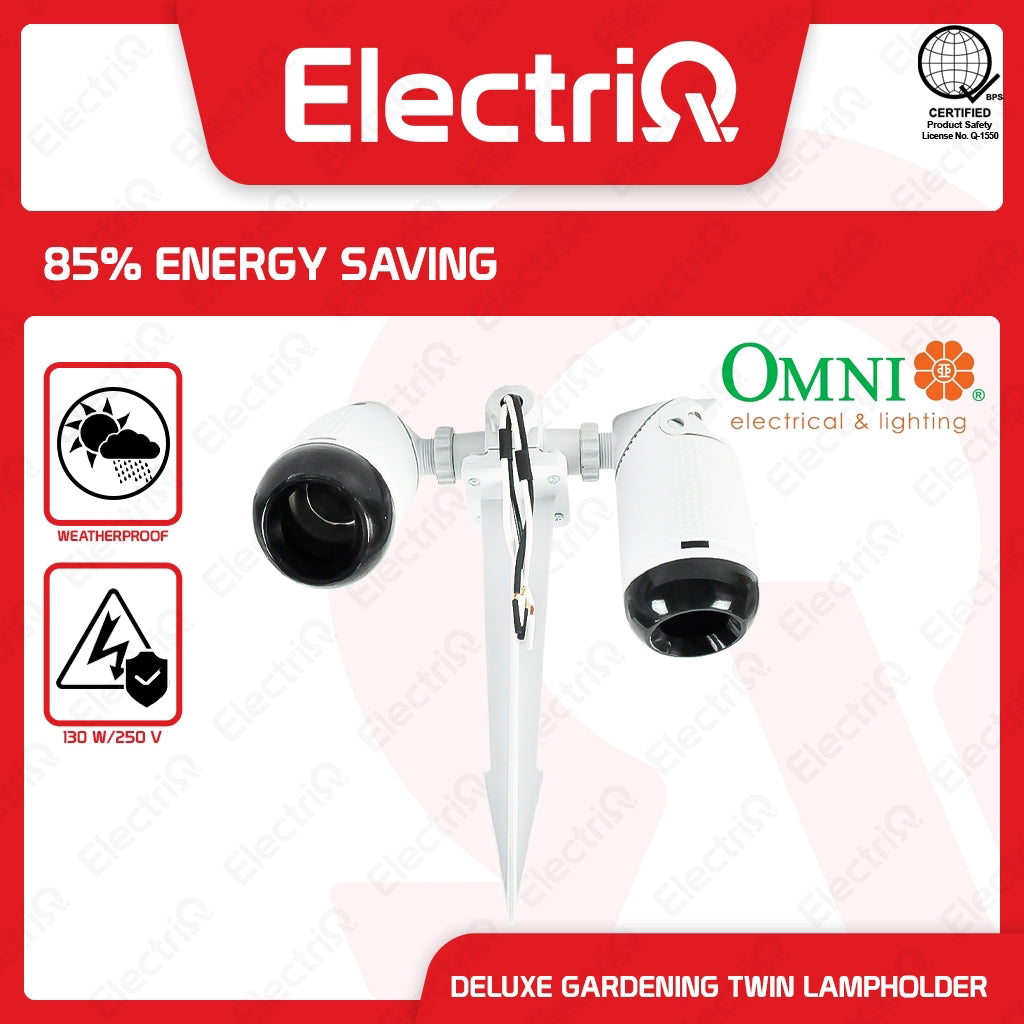 Electriq Omni Deluxe Weatherproof Twin Lampholder IP65 Gardening Lamp Holder 250V