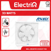 Electriq Royu Wall Mounted Exhaust Fan 8” / 9.5” Blade 12” / 14” Frame 33W