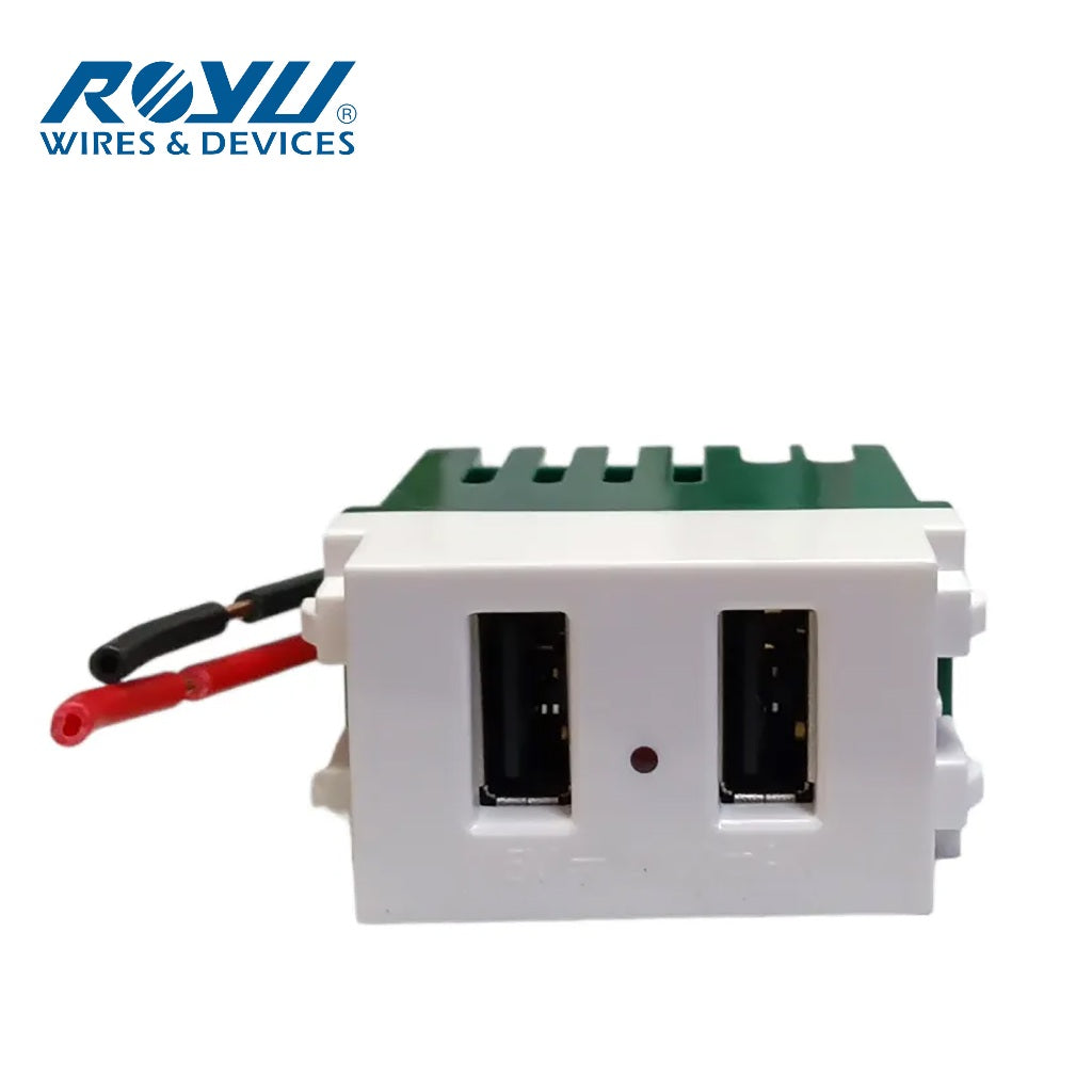 Electriq Royu Duplex Universal Outlet with 2 USB Ports Wide Series 16A 250V