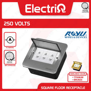 Electriq Royu Square Floor Receptacle with 2/3 Gang Duplex Universal Outlet 15A 250V Titanium/Bronze