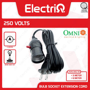 Electriq Omni E27 Bulb Socket Extension Cord 3M / 6M Push Through Switch Lamp Holder Cable
