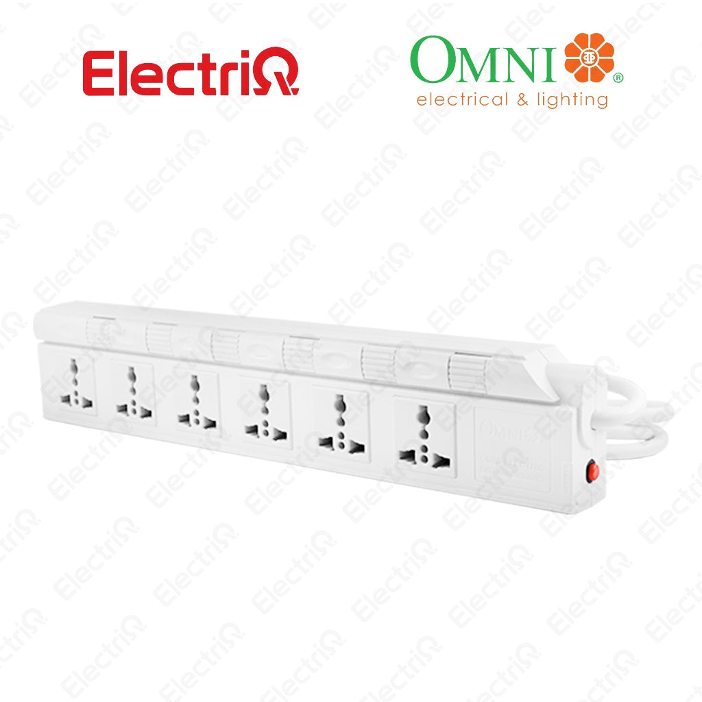Electriq Omni Extension Power Cord with Individual Switch 4/5/6 Gang 1.83M 2500W Heavy Duty Power Strip