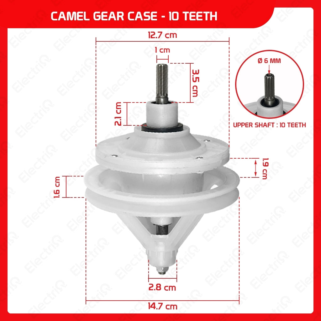 Electriq Washing Machine Gear Box Gearcase Assembly Compatible for Dowell / Sharp / Eureka / Camel / Hanabishi