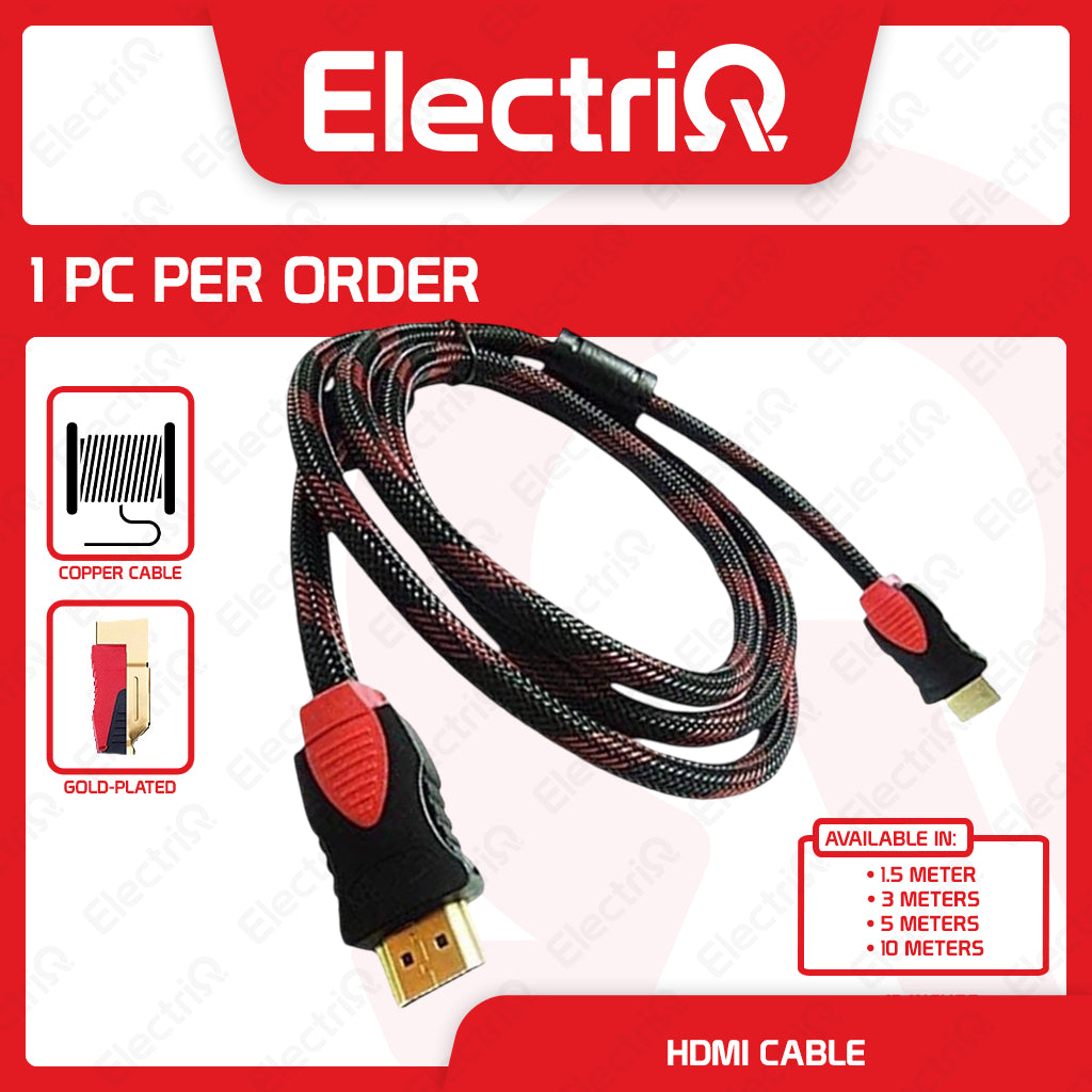 Electriq HDMI Cable 1080P High Speed Gold-Plated Nylon Shield (1.5M / 3M / 5M / 10M)