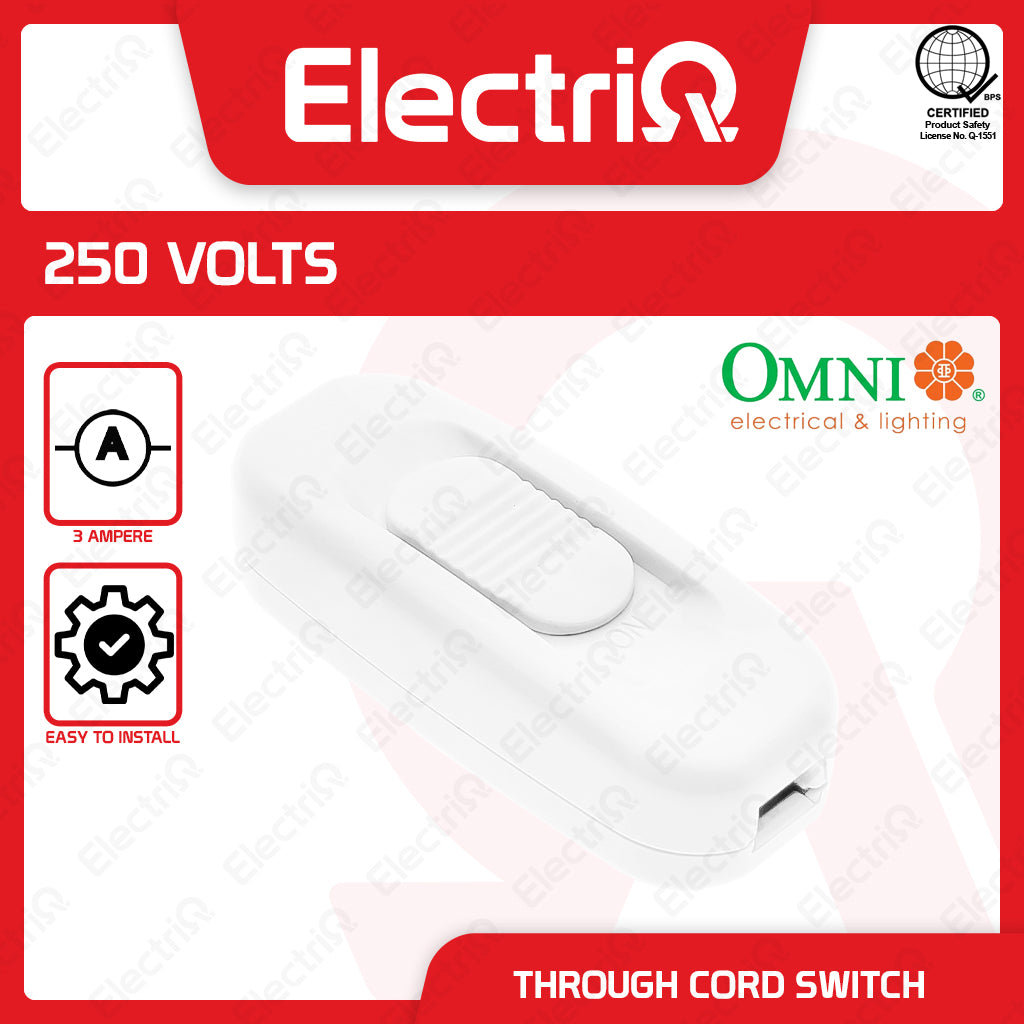 Electriq Omni Through Cord Switch 3A 250V Inline Lamp Switch