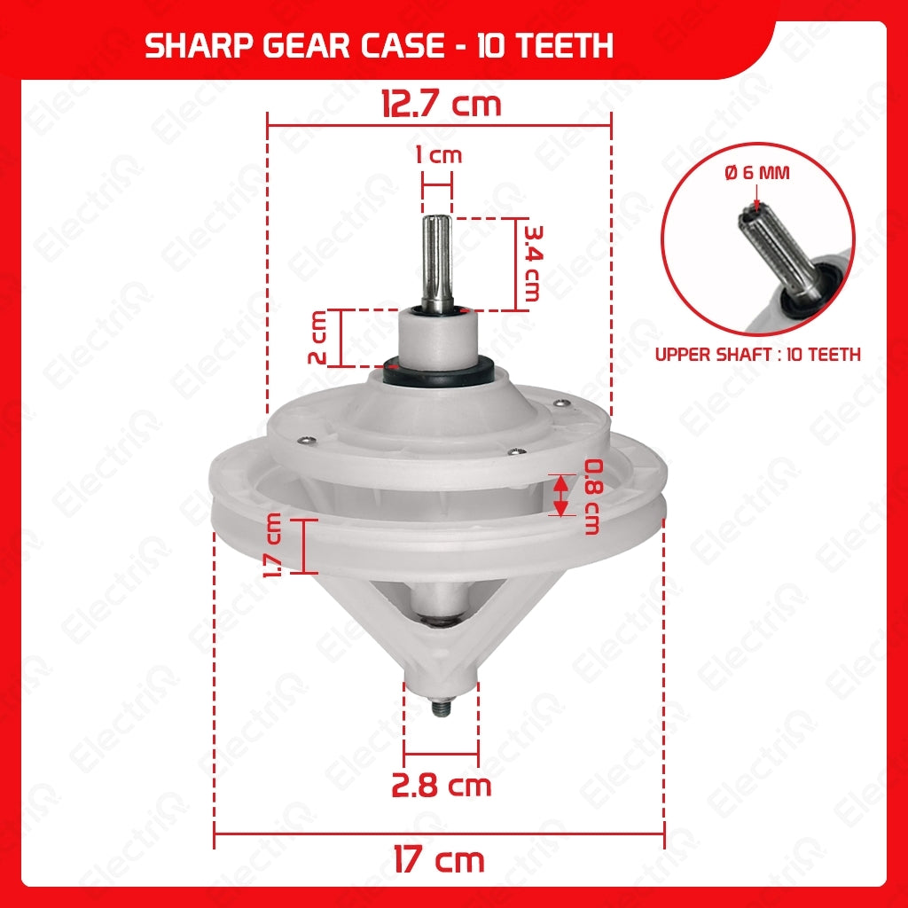 Electriq Washing Machine Gear Box Gearcase Assembly Compatible for Dowell / Sharp / Eureka / Camel / Hanabishi
