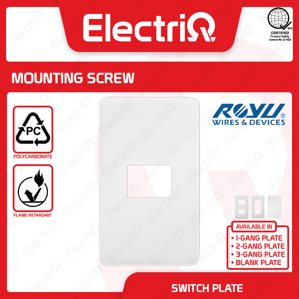 Electriq Royu Easy Installation Gang Plate 1/2/3 Gang or Blank Plate