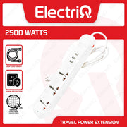 Electriq Omni Travel Power Extension Cord 3-Gang with USB 1.83M 250V Portable Extension Socket