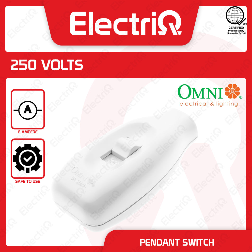 Electriq Omni Pendant Switch 6A 250V Heavy Duty Lamp Cord Switch