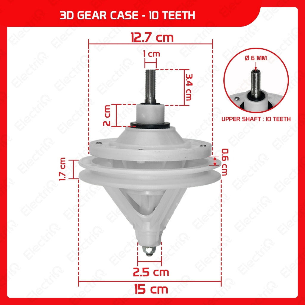Electriq Washing Machine Gear Box Gearcase Assembly Compatible for Dowell / Sharp / Eureka / Camel / Hanabishi