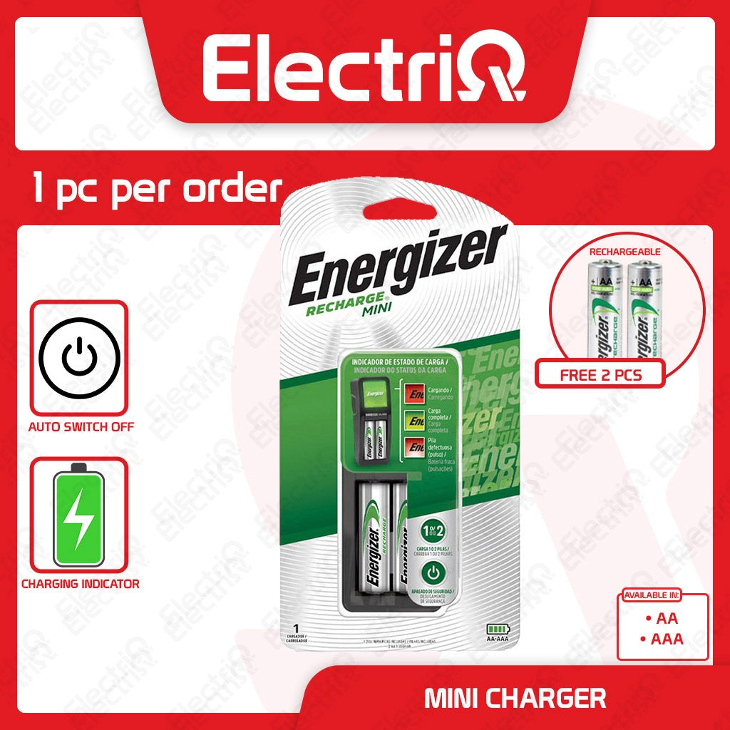 Electriq Energizer AA & AAA Battery Charger with 2 Free Rechargeable Batteries