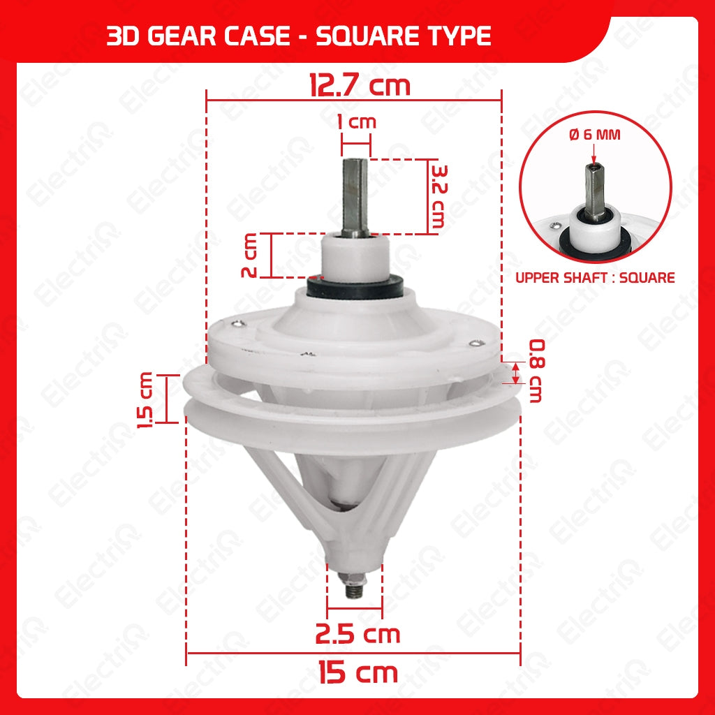 Electriq Washing Machine Gear Box Gearcase Assembly Compatible for Dowell / Sharp / Eureka / Camel / Hanabishi