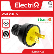 Electriq Omni Heavy Duty Rubber Plug Yellow 10A 260V Industrial Electrical Plug