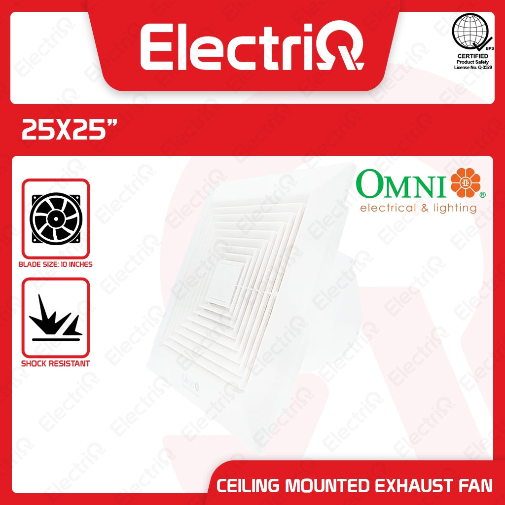 Electriq Omni 10” Ceiling Mounted Exhaust Fan Weather-Resistant Copper Motor