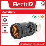 Electriq Omni Keyless Lamp Socket with 2-Gang Outlet 3A 250VAC Heavy Duty