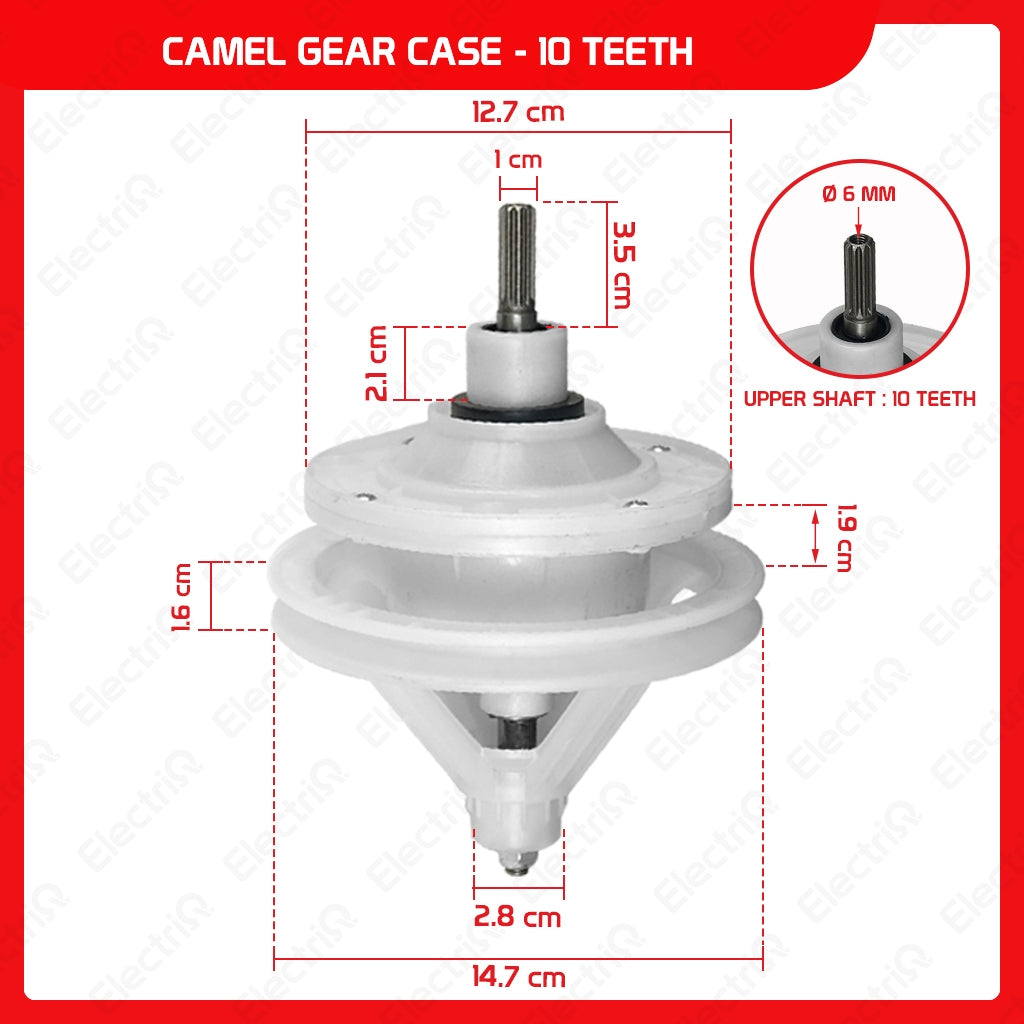 Electriq Washing Machine Gear Box Gearcase Assembly Compatible for Dowell / Sharp / Eureka / Camel / Hanabishi