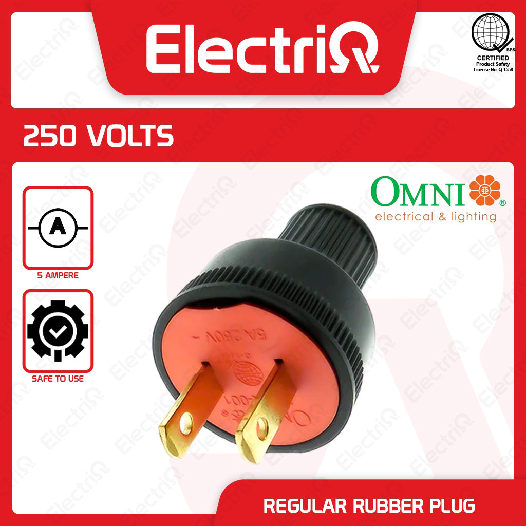 Electriq Omni Heavy Duty Rubber Plug 5A 250V Electrical Plug