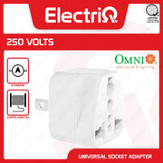 Electriq Omni Universal Socket Adapter 10A 250V Plug Converter Outlet Adapter