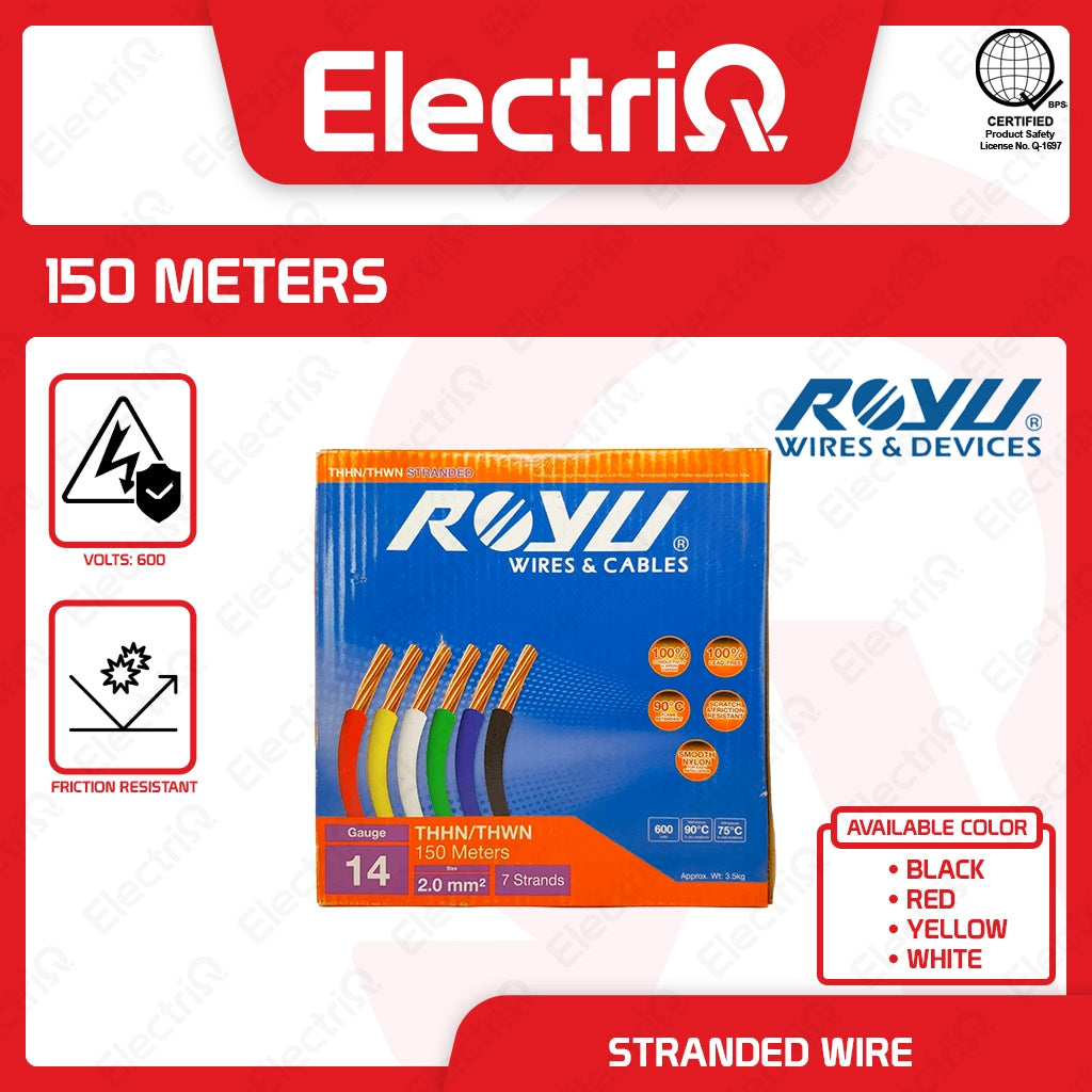 Electriq Royu THHN/THWN Stranded Copper Wire 2mm² AWG14 150M 600V Electrical Cable