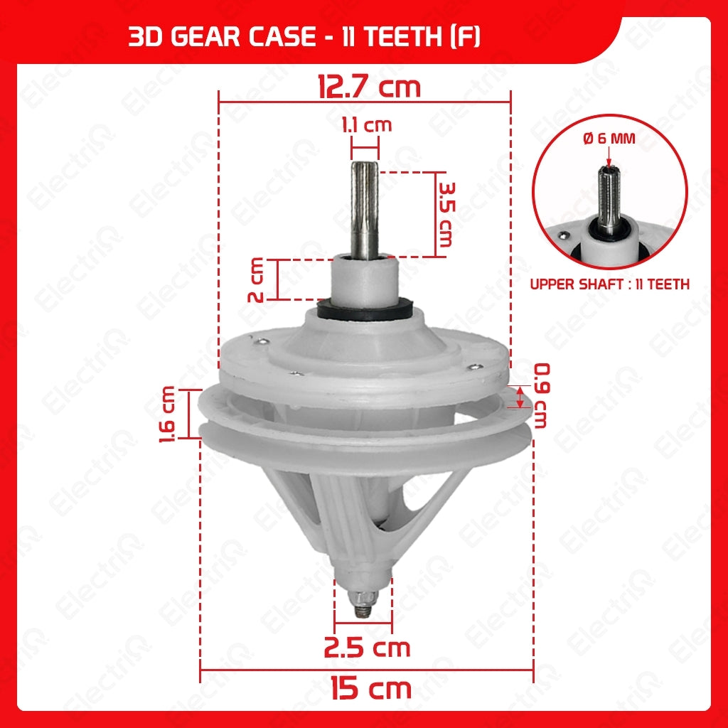Electriq Washing Machine Gear Box Gearcase Assembly Compatible for Dowell / Sharp / Eureka / Camel / Hanabishi
