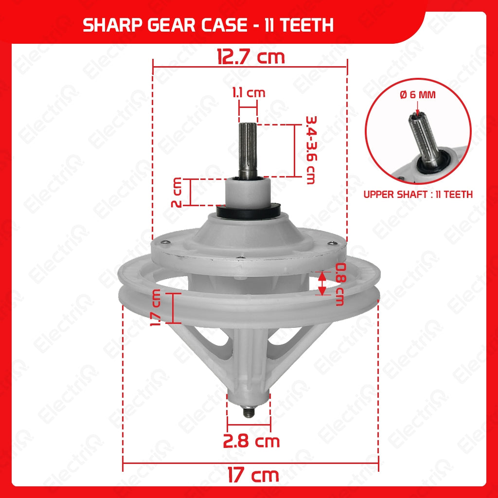 Electriq Washing Machine Gear Box Gearcase Assembly Compatible for Dowell / Sharp / Eureka / Camel / Hanabishi
