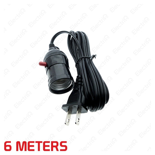 Electriq Omni E27 Bulb Socket Extension Cord 3M / 6M Push Through Switch Lamp Holder Cable