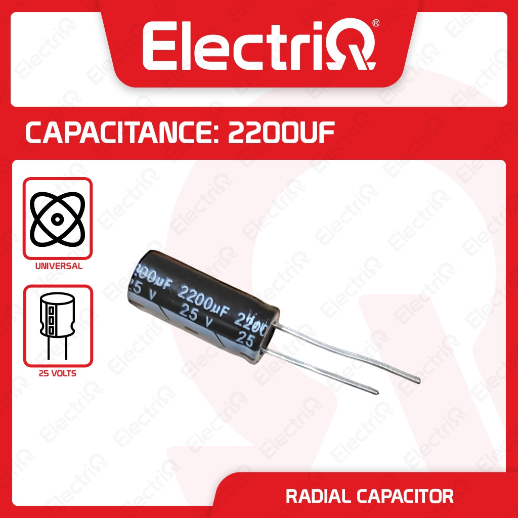Electriq 2200uF 25V 85C Radial Electrolytic Capacitor Spare Parts Only