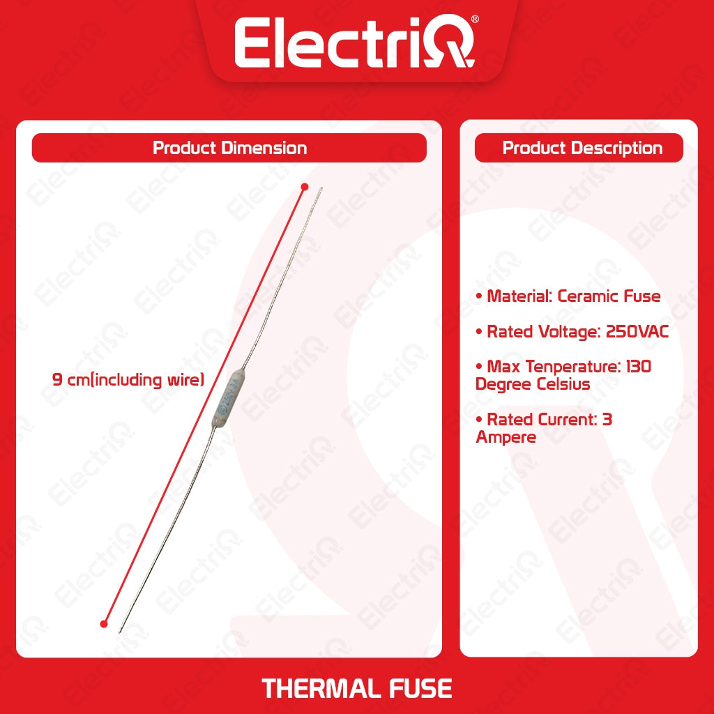 Electriq Thermal Fuse for Electric Fan 2A / 3A 250VAC (Oval Type) Replacement Part
