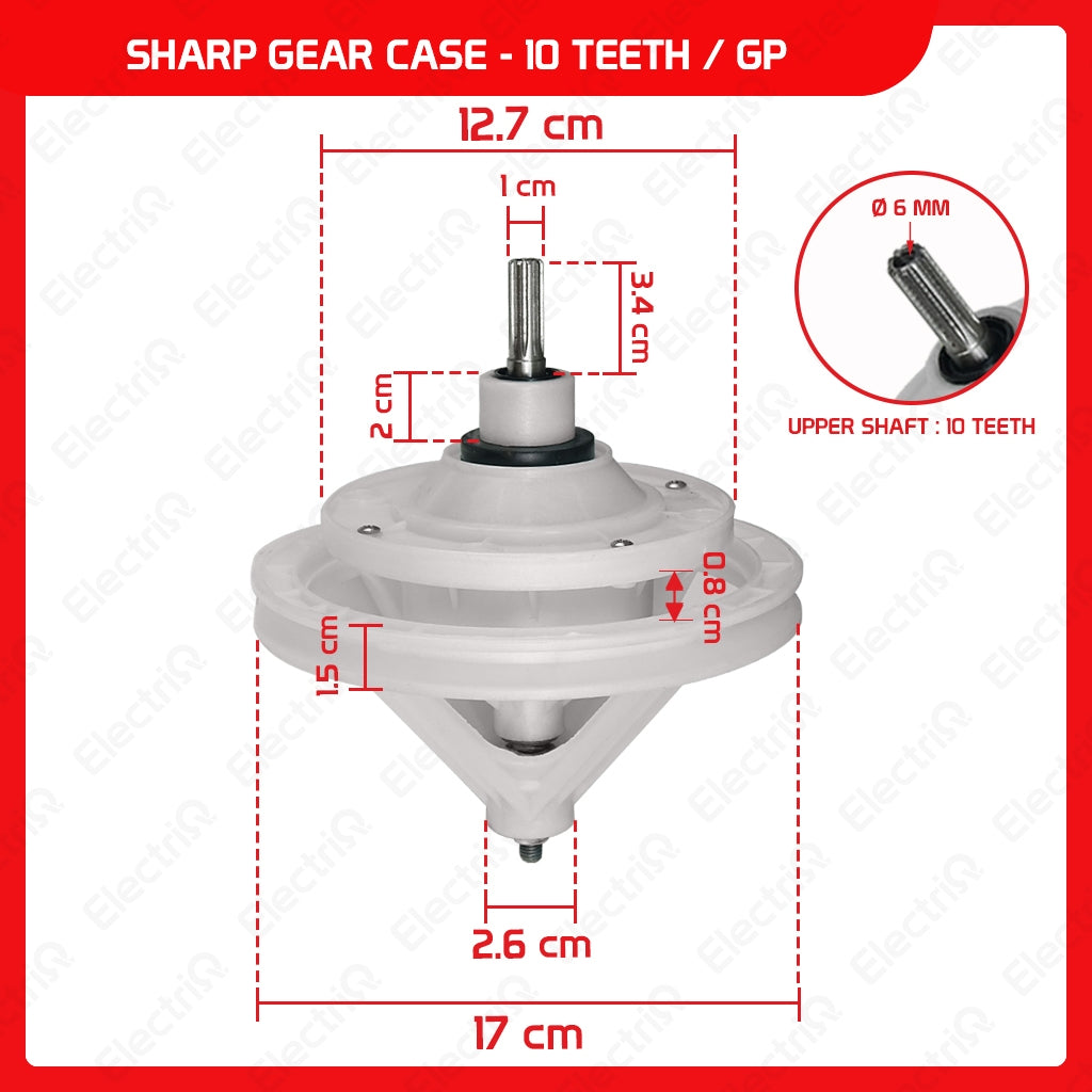 Electriq Washing Machine Gear Box Gearcase Assembly Compatible for Dowell / Sharp / Eureka / Camel / Hanabishi