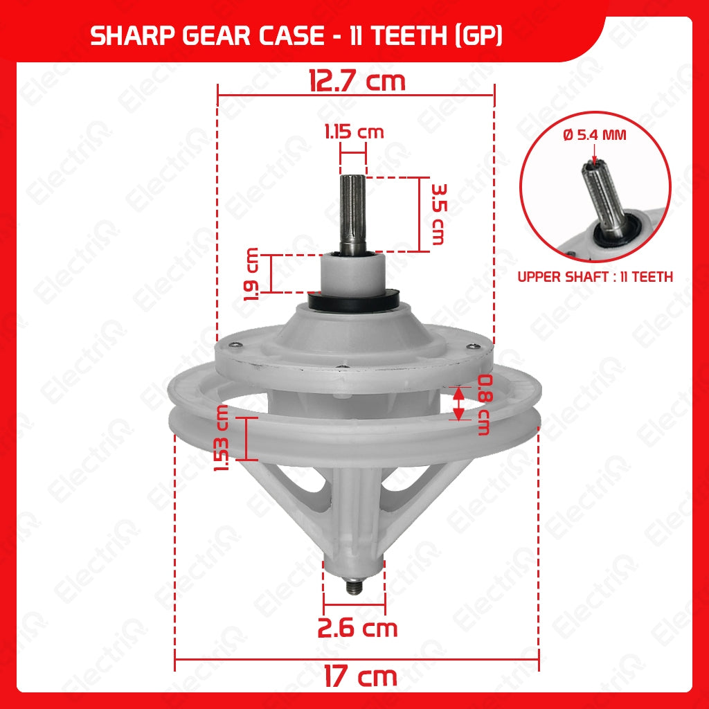 Electriq Washing Machine Gear Box Gearcase Assembly Compatible for Dowell / Sharp / Eureka / Camel / Hanabishi