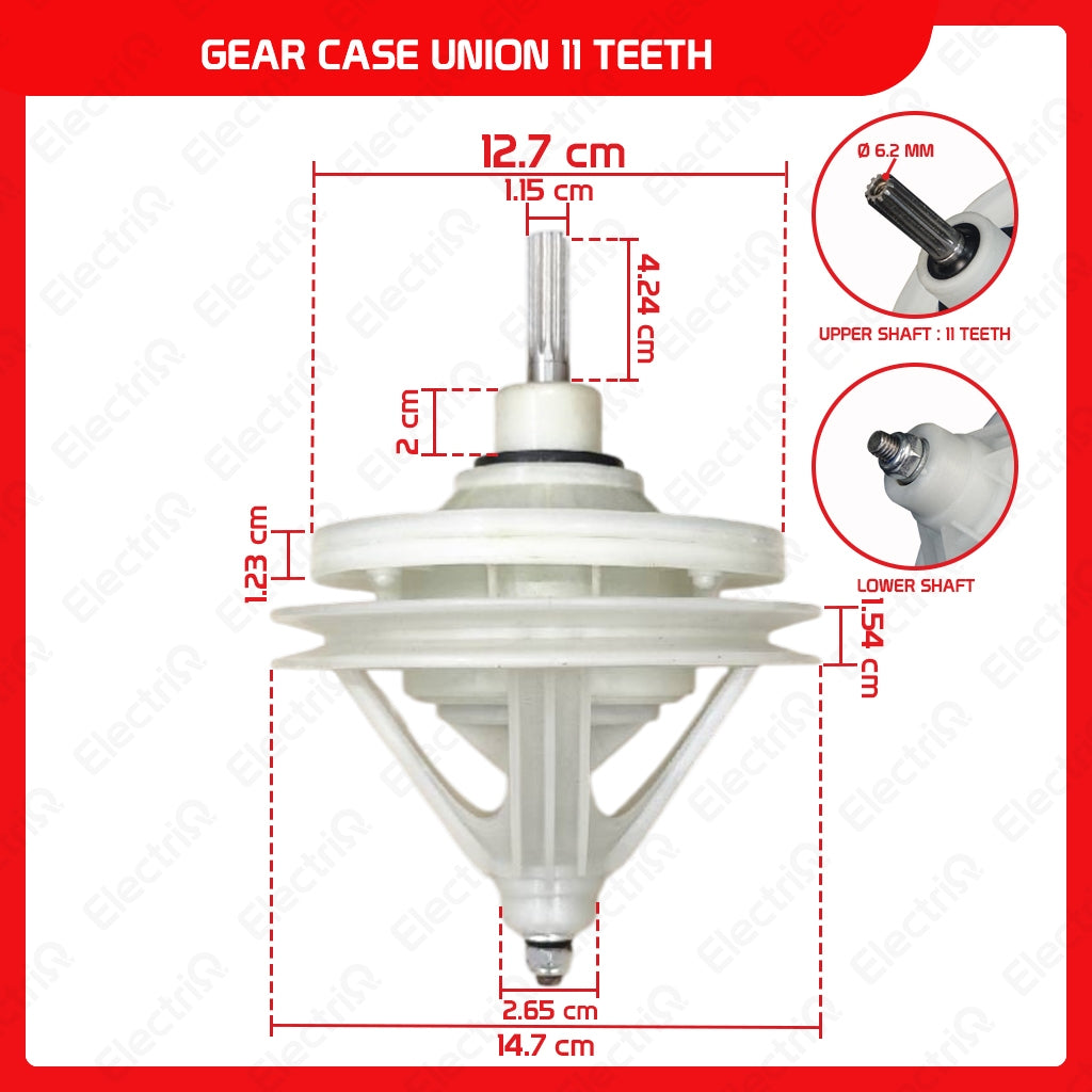 Electriq Washing Machine Gear Box Gearcase Assembly Compatible for Dowell / Sharp / Eureka / Camel / Hanabishi