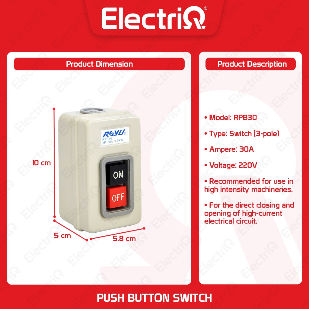Electriq Royu Push Button Switch 30A 220V