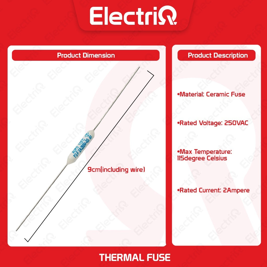 Electriq Thermal Fuse for Electric Fan 2A / 3A 250VAC (Oval Type) Replacement Part