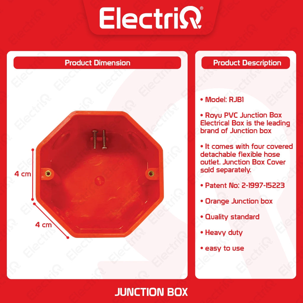 Electriq Royu PVC Junction Box Orange 4x4 Electrical Box Without Cover