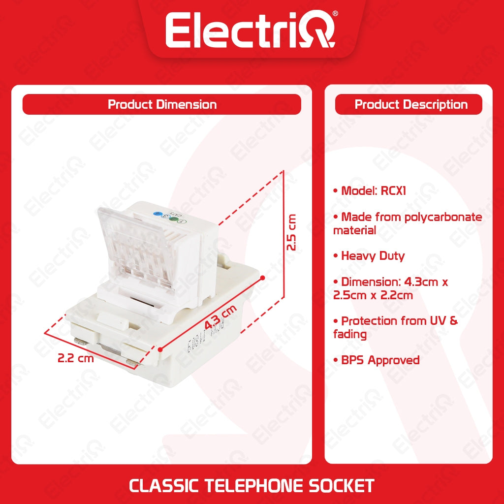 Electriq Royu Classic Telephone Socket Heavy Duty