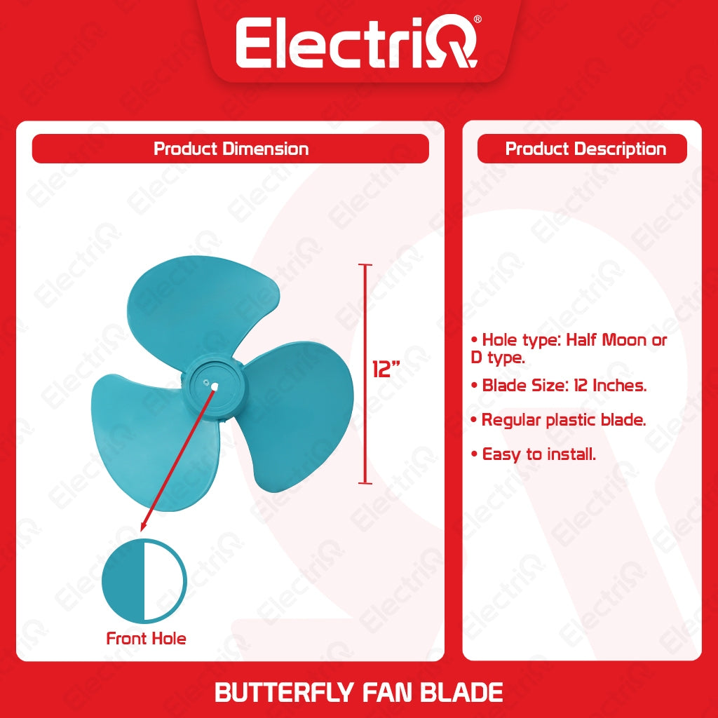 Electriq 12" Universal Electric Fan Blade Half Moon (D-Type) Replacement