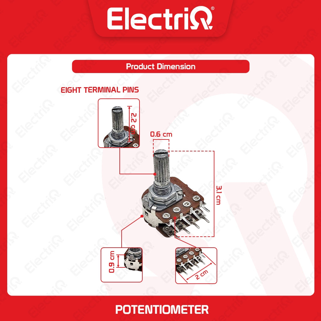 Electriq Potentiometer Mono 50K / Stereo 50K 8/6 Pins Universal Volume Control