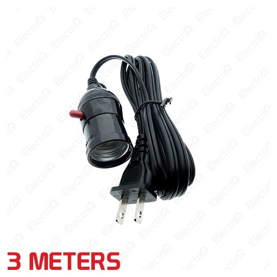 Electriq Omni E27 Bulb Socket Extension Cord 3M / 6M Push Through Switch Lamp Holder Cable