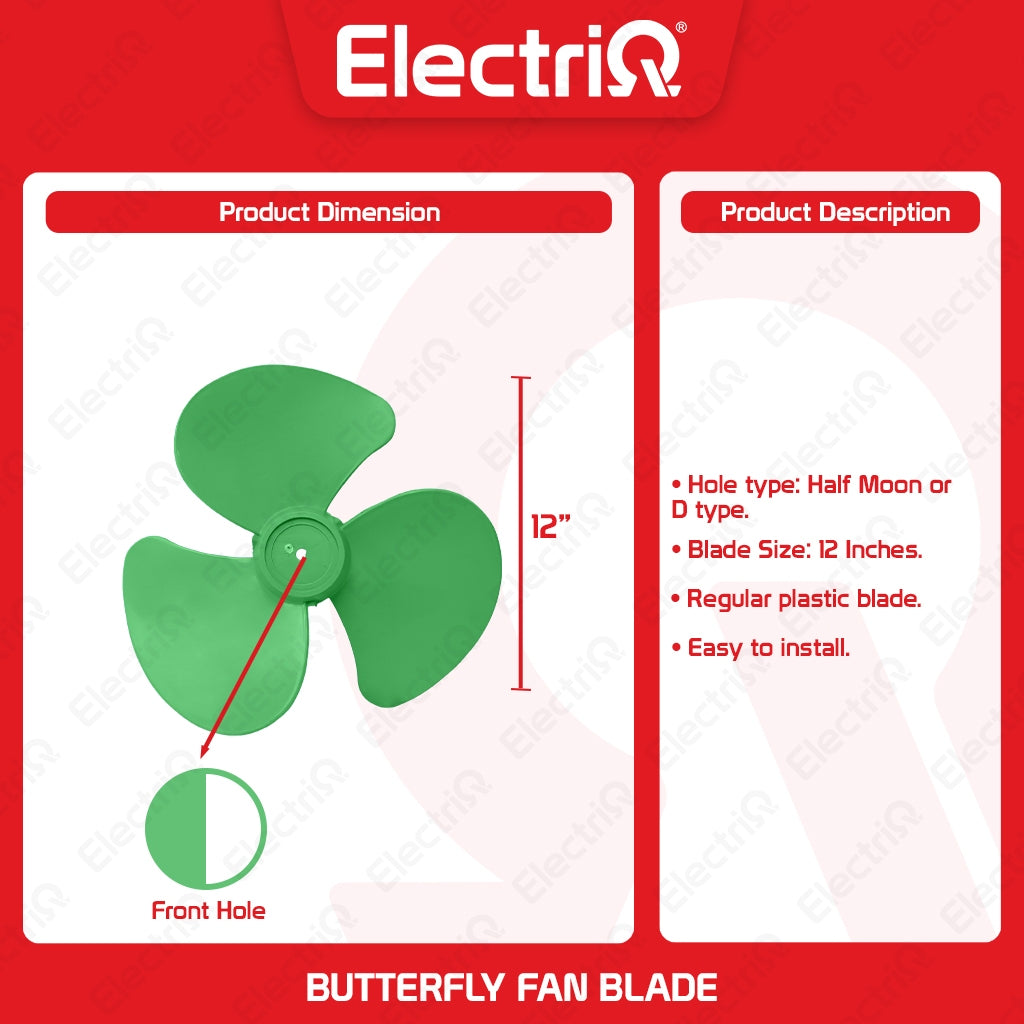 Electriq 12" Universal Electric Fan Blade Half Moon (D-Type) Replacement