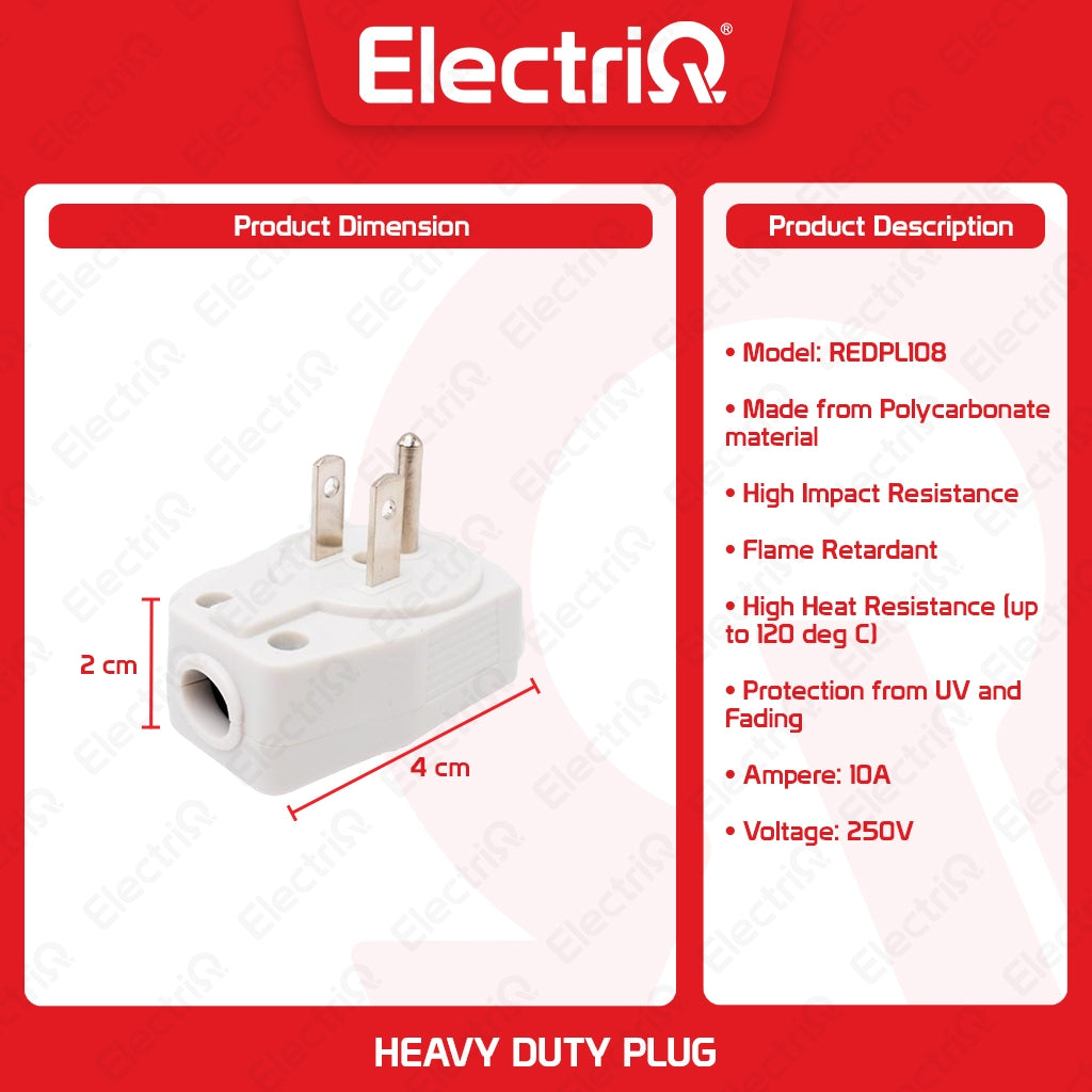Electriq Royu Heavy Duty Plug with Grounding 20A 250V REDPL108 Electrical Power Plug