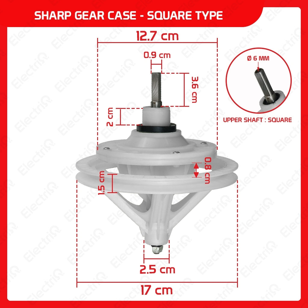 Electriq Washing Machine Gear Box Gearcase Assembly Compatible for Dowell / Sharp / Eureka / Camel / Hanabishi