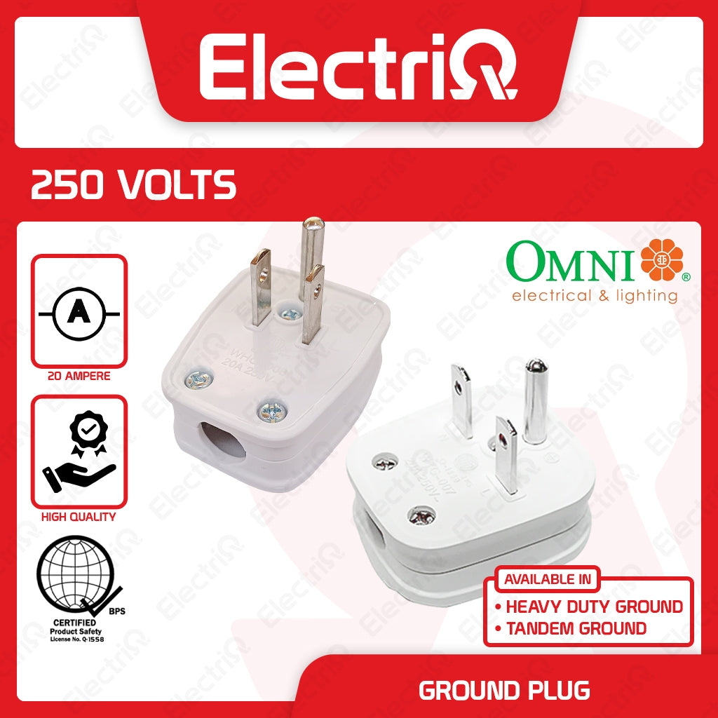 Electriq Omni Heavy Duty Ground Plug & Tandem Ground Plug 20A 250V with Grounding