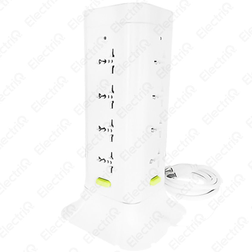 Electriq Omni Tower Extension Cord 12 / 16 Gang Universal Outlet w/ Switch 1.83M Power Strip