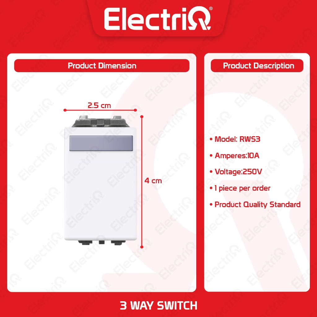 Electriq Royu 3 Way Switch 10A 250V Electrical Wall Switch