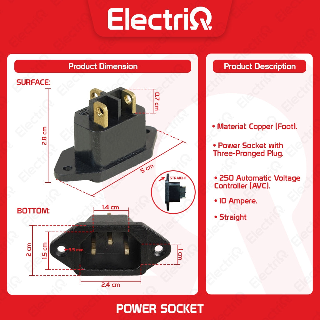 Electriq Rice Cooker AC Power Socket 3-Prong 10A (Straight & Slant Type)